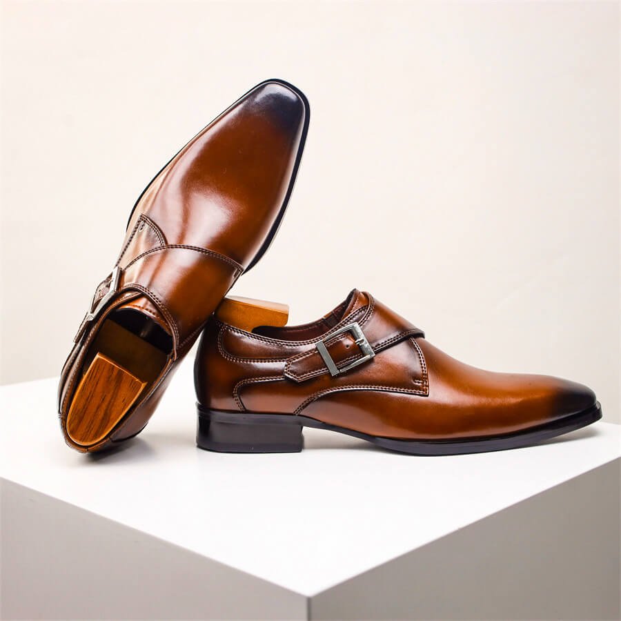 Italian Leather Buckle Dress Shoes