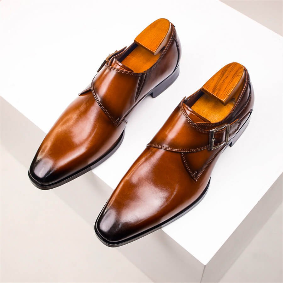 Italian Leather Buckle Dress Shoes