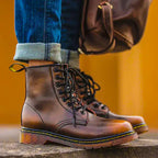 Ombre Leather Lace-Up Boots