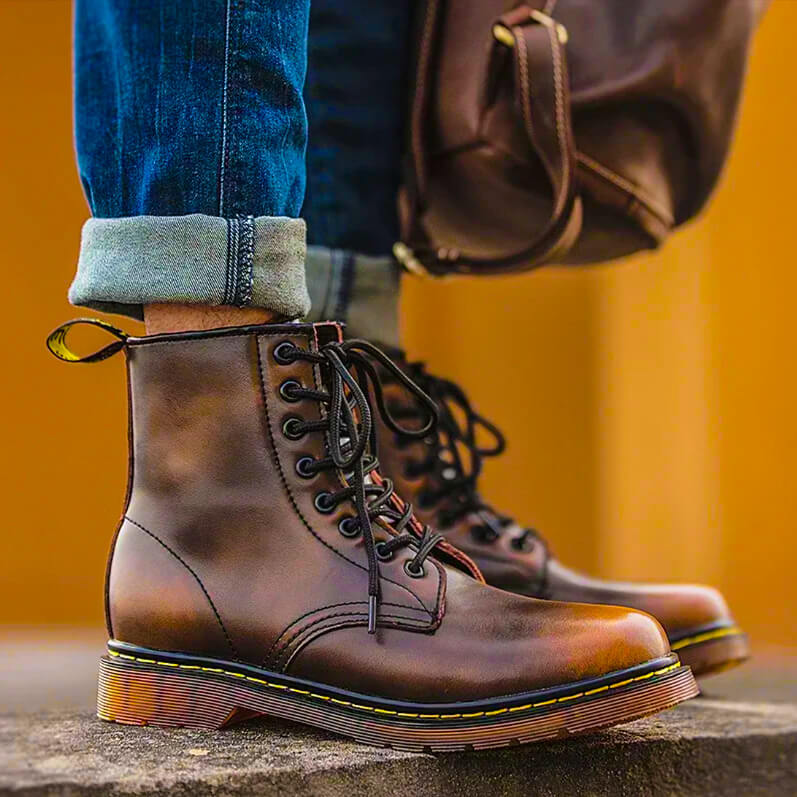 Ombre Leather Lace-Up Boots