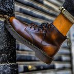 Ombre Leather Lace-Up Boots
