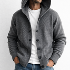 Hooded Textured Knit Cardigan