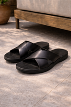 Cross-Strap Leather Sandals