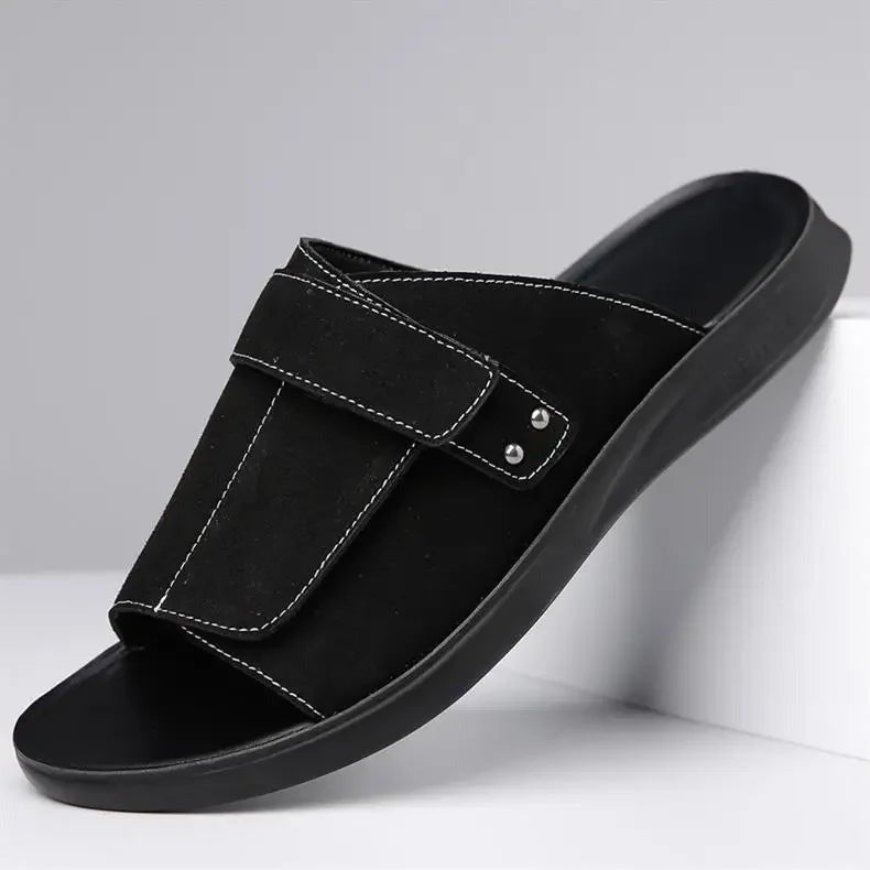 Studded Suede Pool Slides