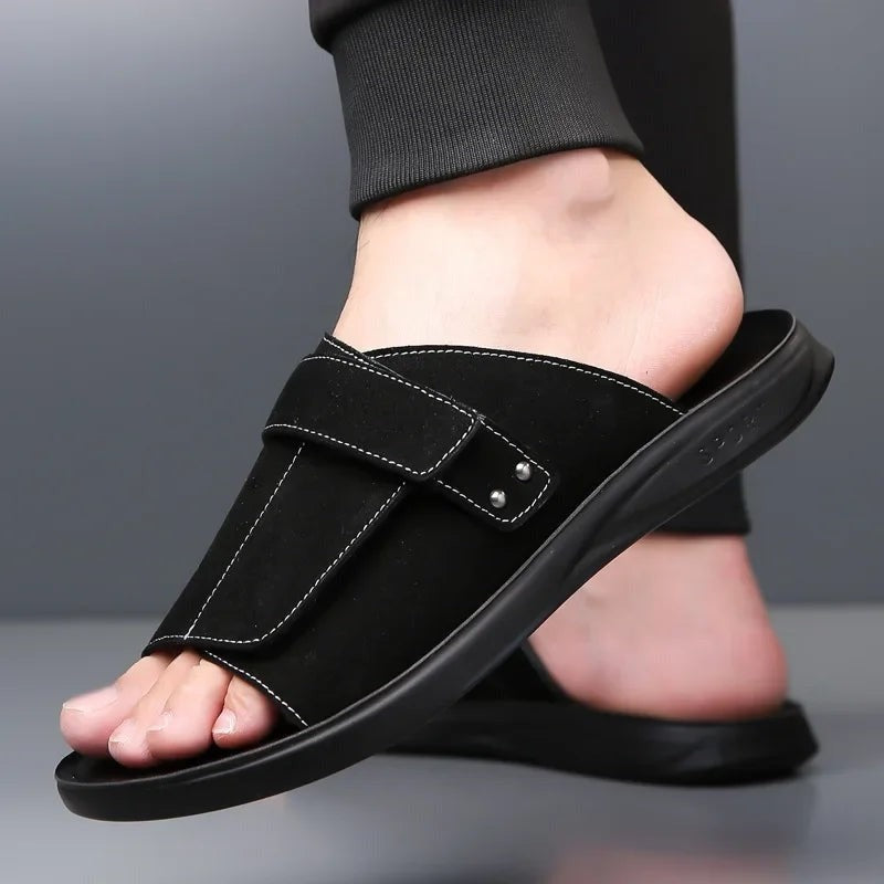 Studded Suede Pool Slides