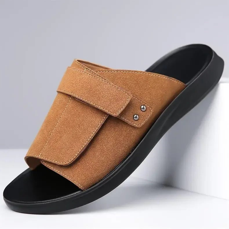 Studded Suede Pool Slides