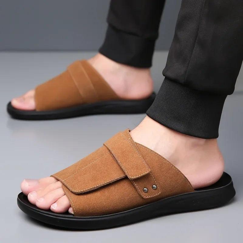 Studded Suede Pool Slides