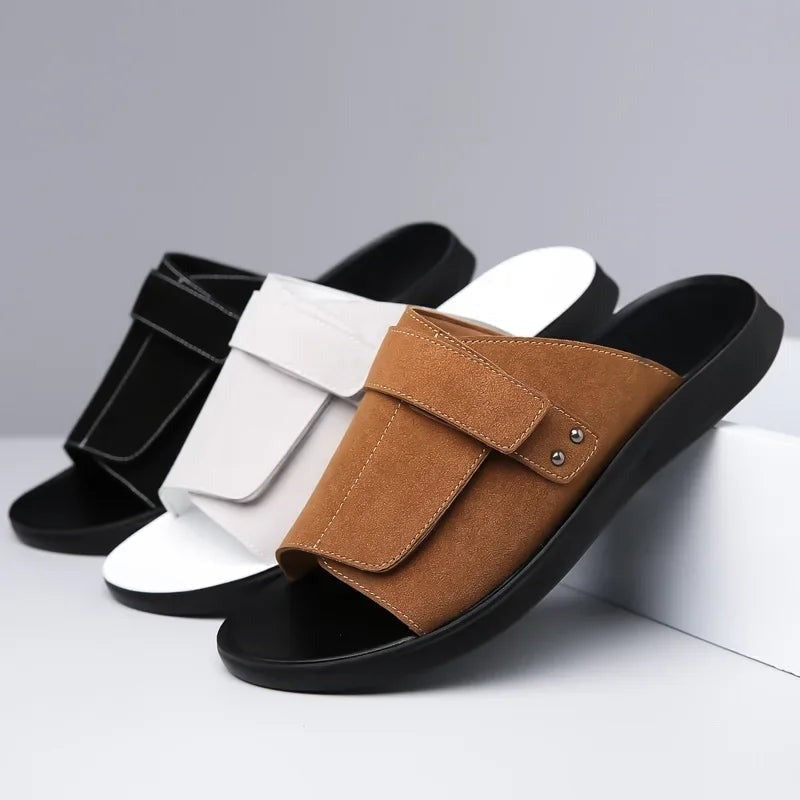 Studded Suede Pool Slides