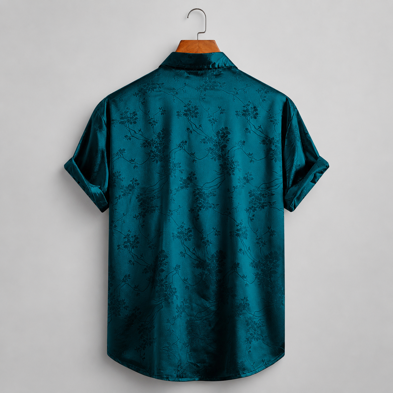 Floral Satin Short-Sleeve Shirt