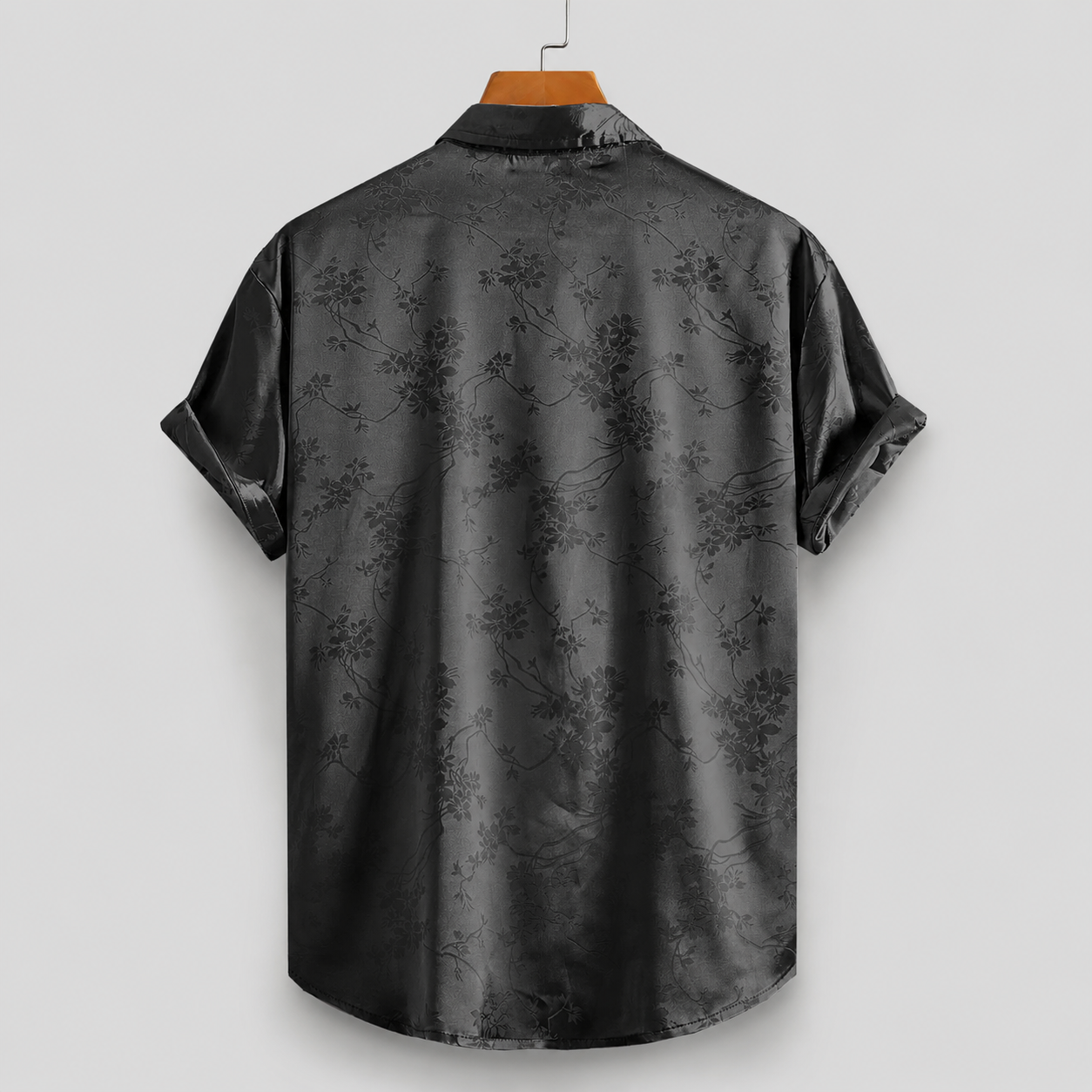 Floral Satin Short-Sleeve Shirt