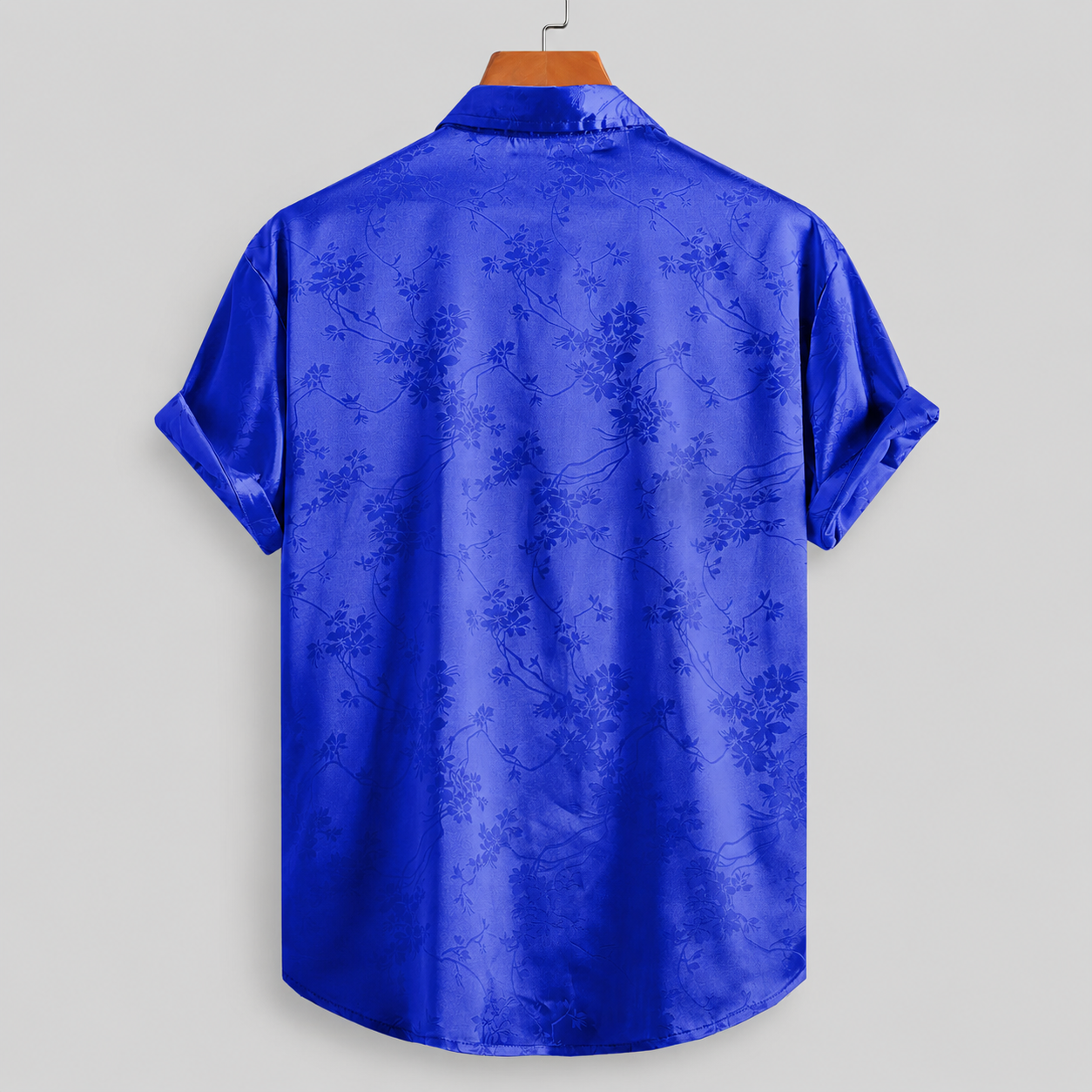 Floral Satin Short-Sleeve Shirt