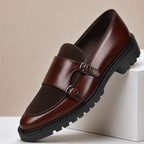 Suede Panel Double Monk Shoes