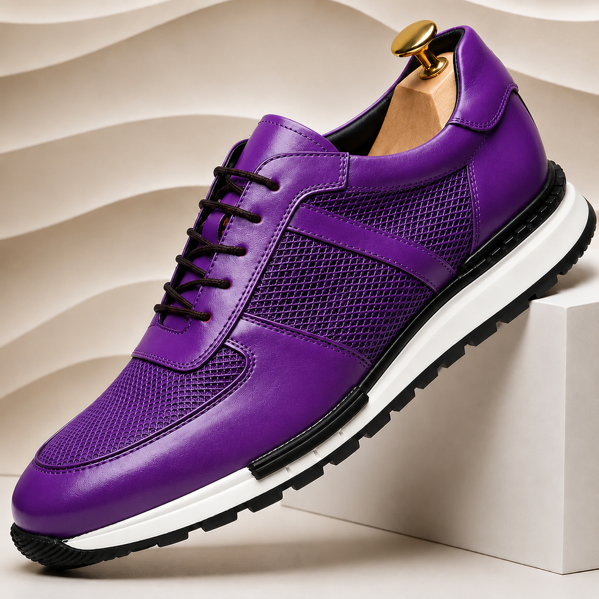 Panelled Leather Casual Sneakers