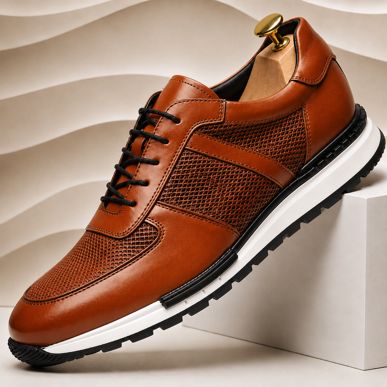 Panelled Leather Casual Sneakers