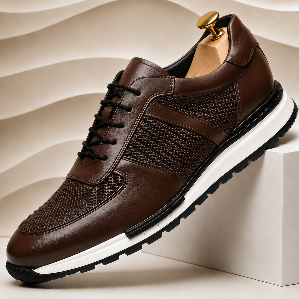 Panelled Leather Casual Sneakers
