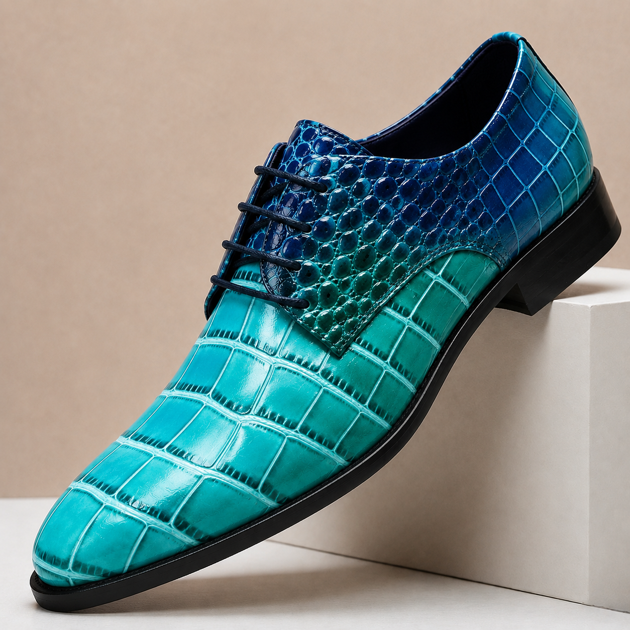 Polished Embossed Lace-Up Dress Shoe