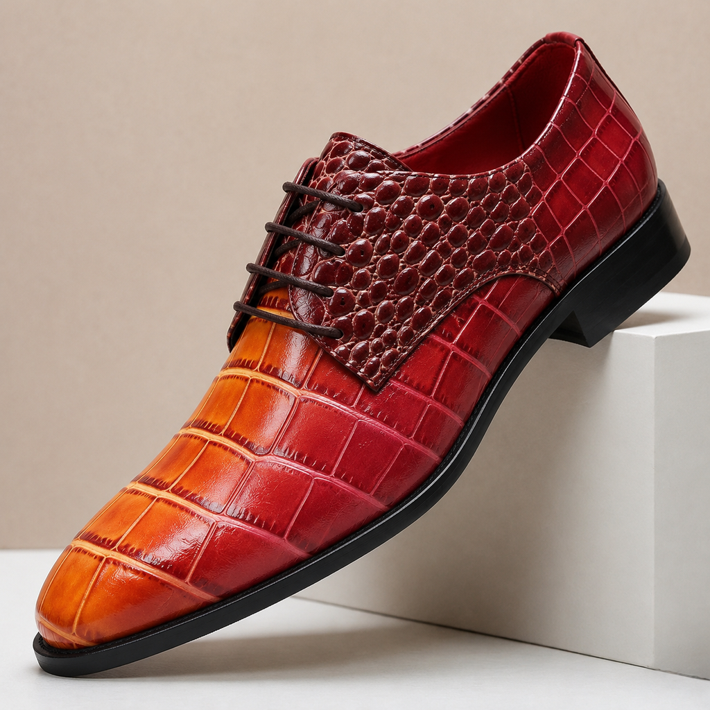 Polished Embossed Lace-Up Dress Shoe