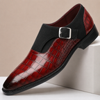 Croc-Embossed Leather Monk Strap