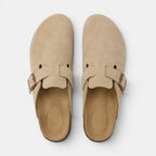Suede Clogs with Cork Footbed