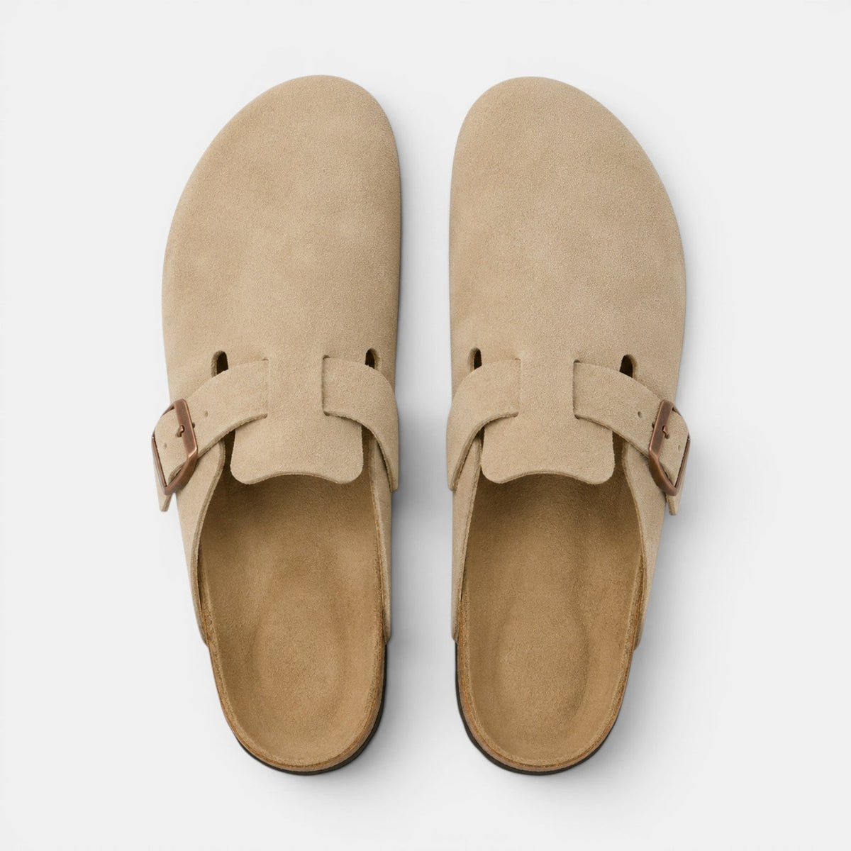 Suede Clogs with Cork Footbed
