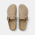Suede Clogs with Cork Footbed