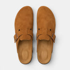 Suede Clogs with Cork Footbed