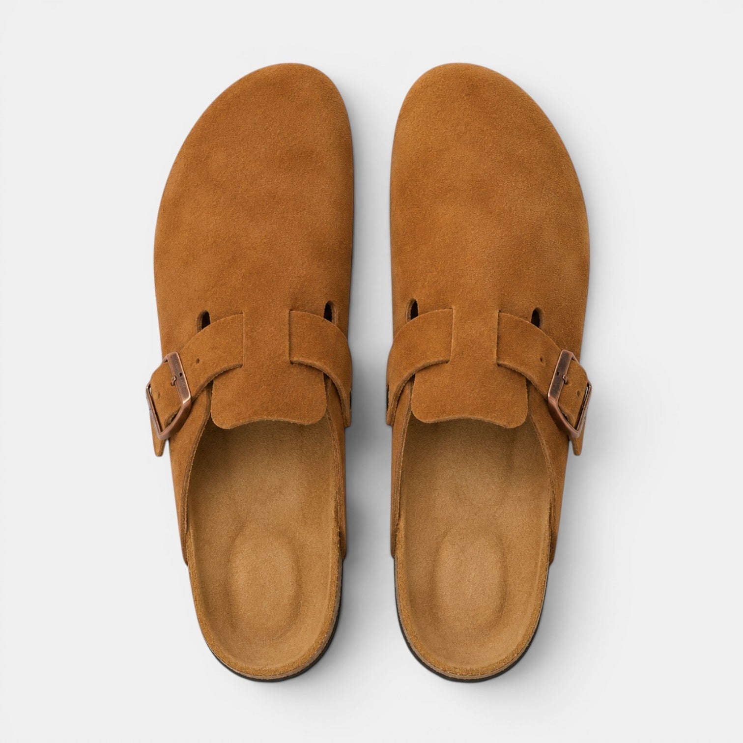 Suede Clogs with Cork Footbed