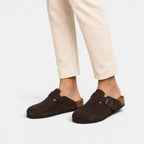 Suede Clogs with Cork Footbed