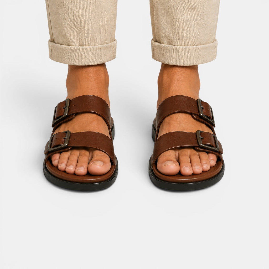 Buckle Strap Leather Sandals