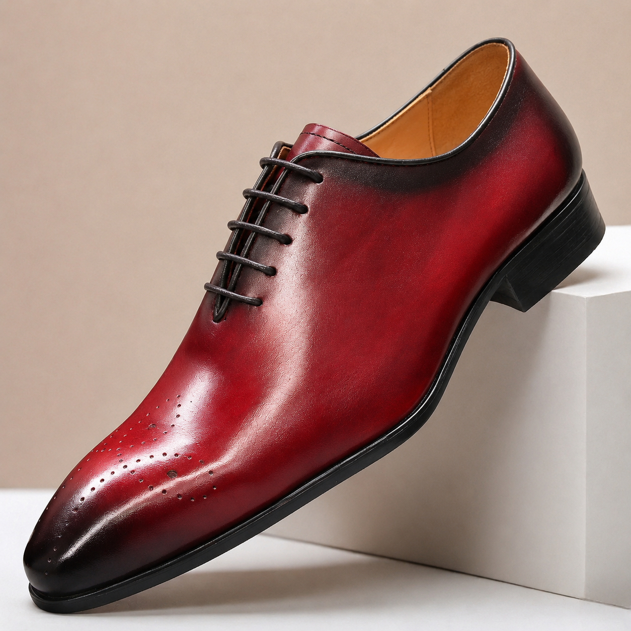 Perforated Leather Oxford Shoe