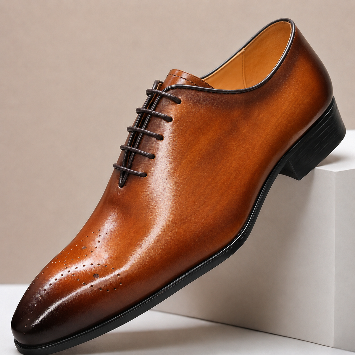 Perforated Leather Oxford Shoe