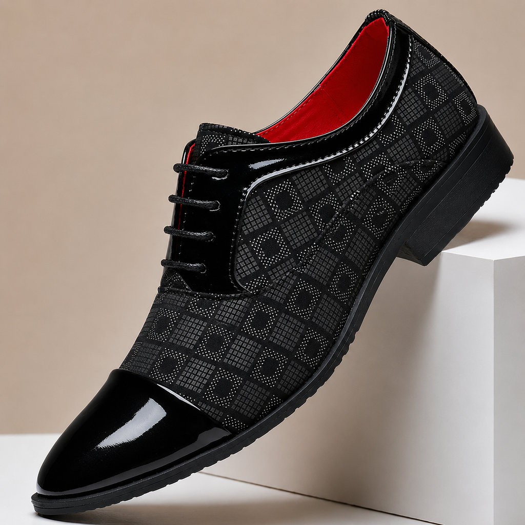 Textured Leather Lace-Up Dress Shoe