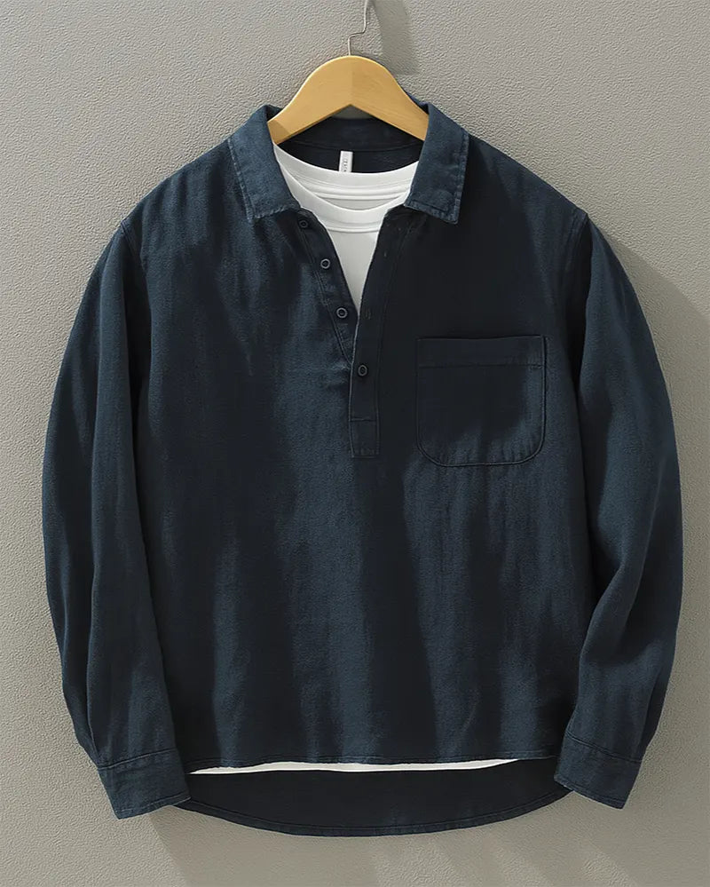 Mandarin Collar Linen Shirt