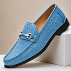 Croc-Effect Leather Loafers