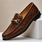 Croc-Effect Leather Loafers