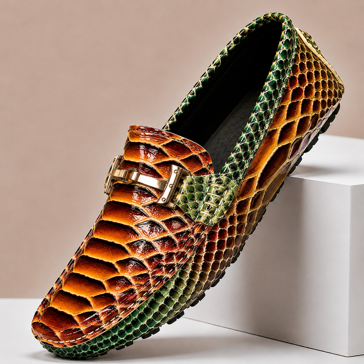 Embossed Leather Comfort Loafer