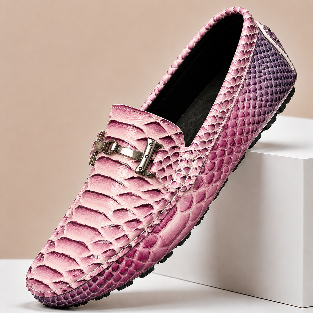Embossed Leather Comfort Loafer