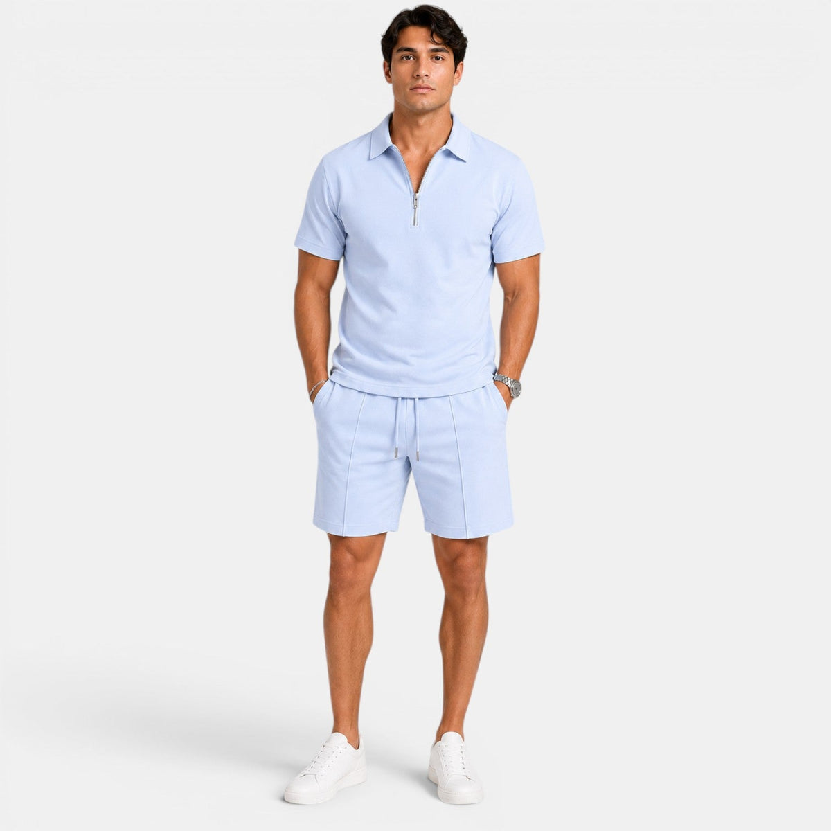 Zip Polo and Shorts Set