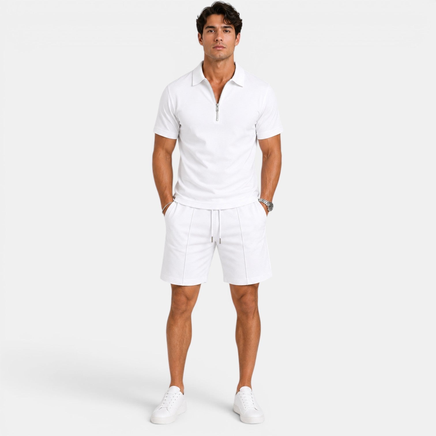 Zip Polo and Shorts Set