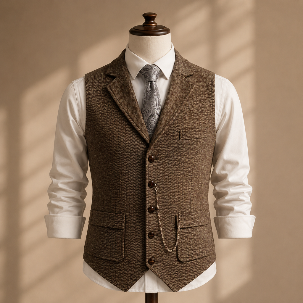 Herringbone Tweed Waistcoat
