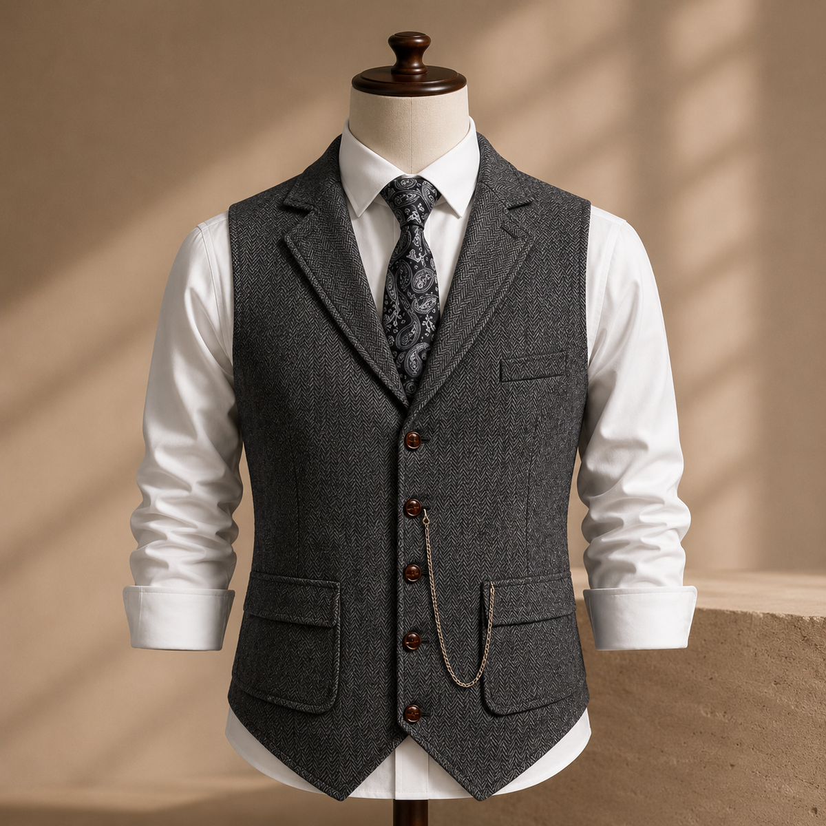 Herringbone Tweed Waistcoat