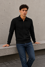 Ribbed Full-Zip Knit Cardigan