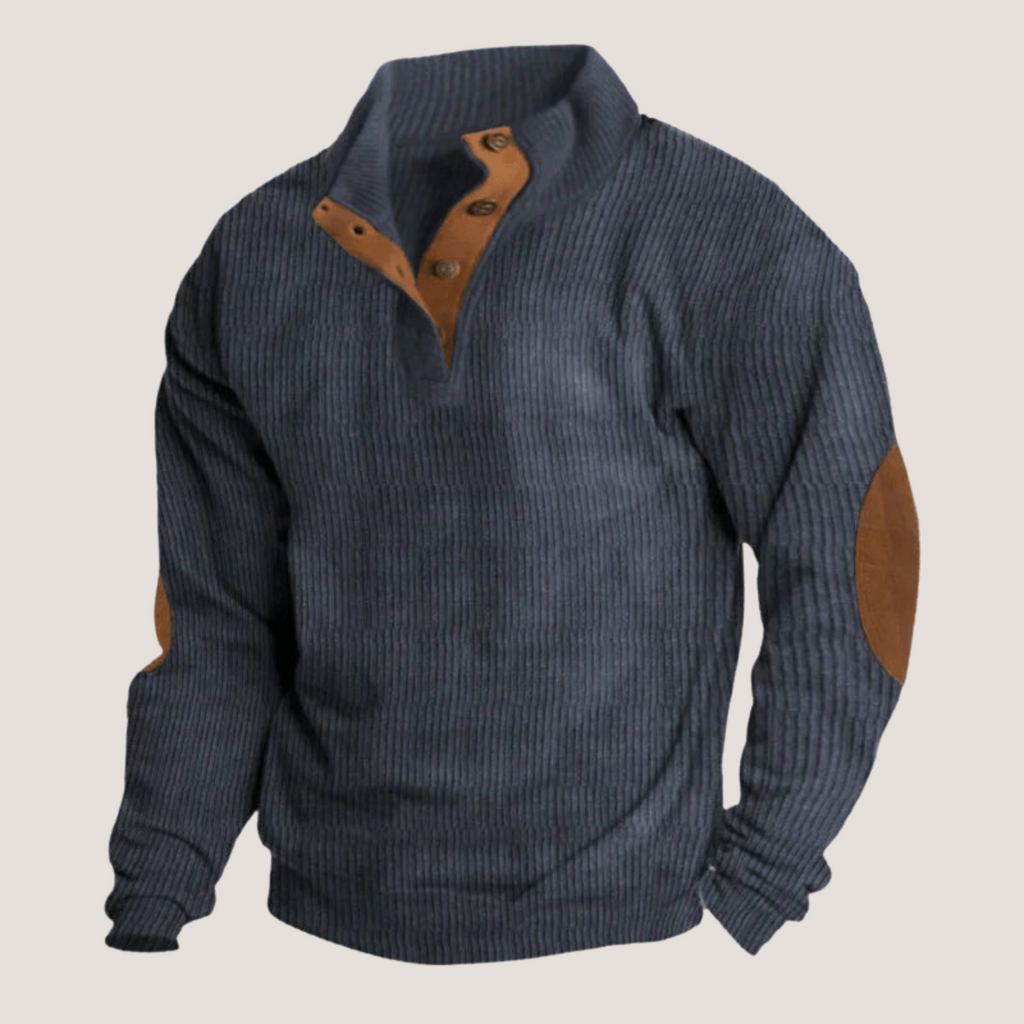 Ribbed Knit Elbow Patch Sweater