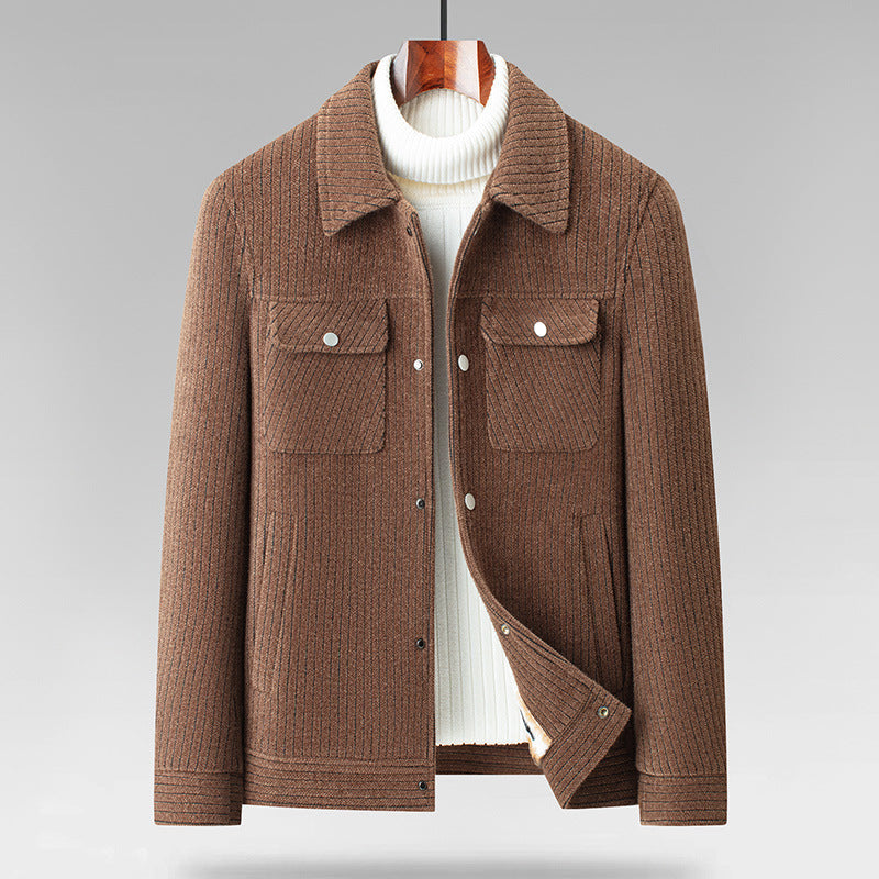 Fleece-Lined Textured Wool Jacket