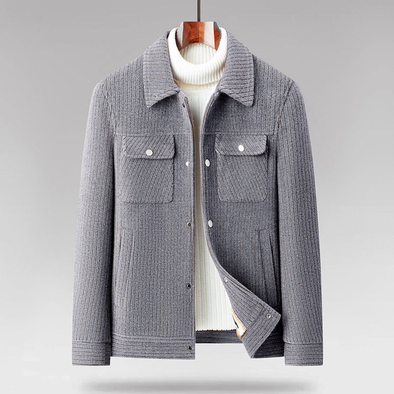 Fleece-Lined Textured Wool Jacket