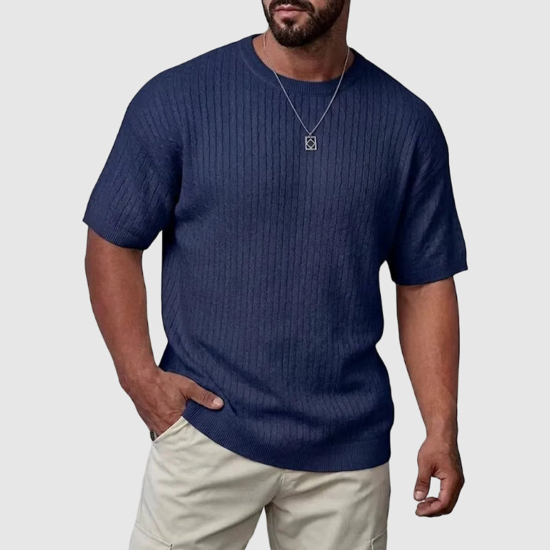Textured Knit Short Sleeve Sweater