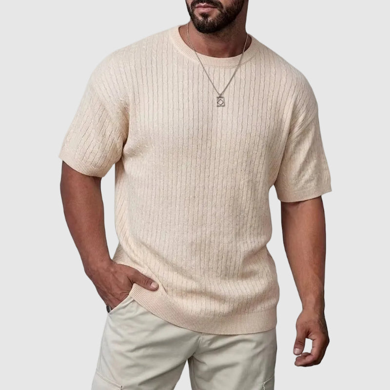 Textured Knit Short Sleeve Sweater