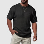 Textured Knit Short Sleeve Sweater
