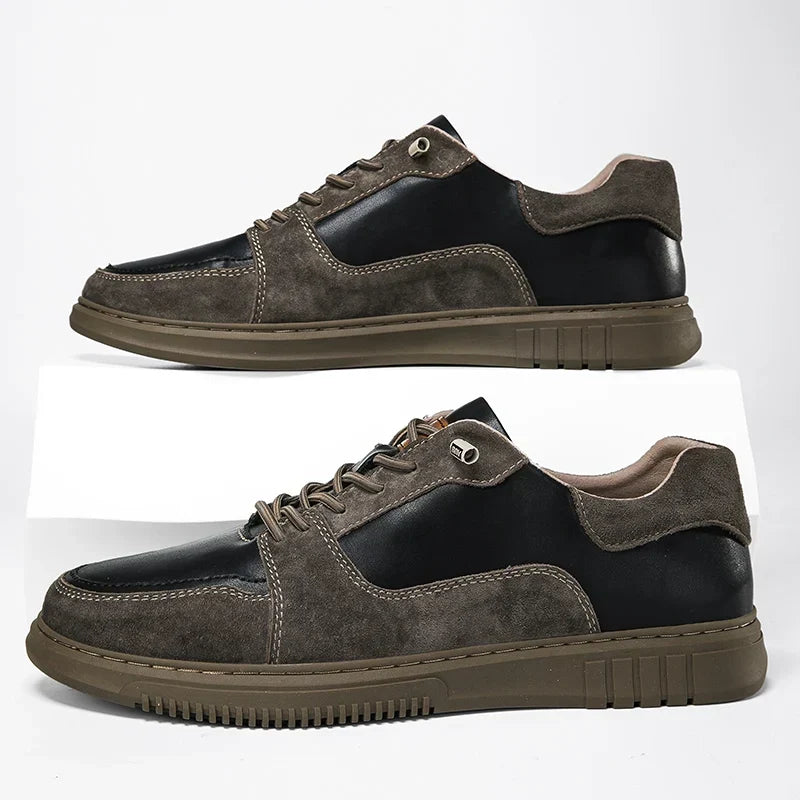 Split Leather Slip-On Sneakers