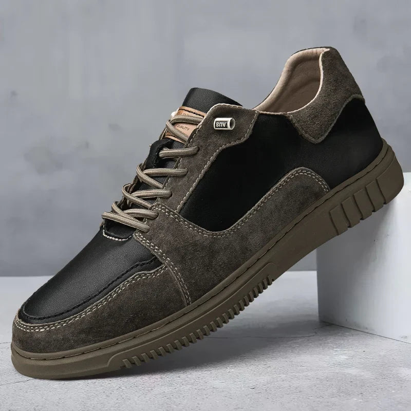 Split Leather Slip-On Sneakers